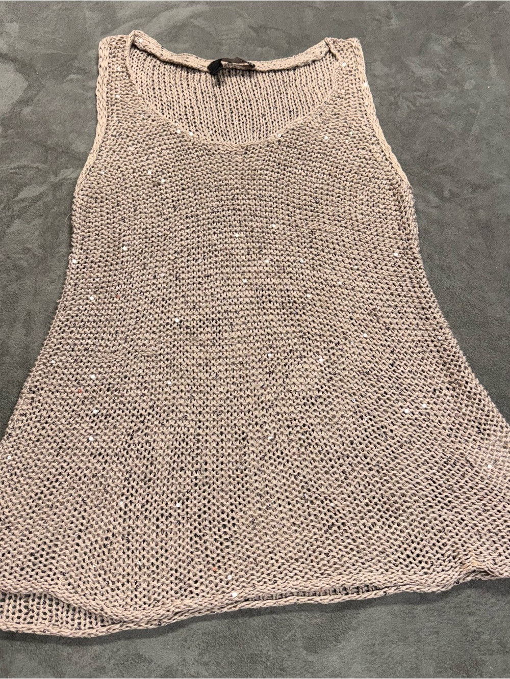 Eileen Fisher Open Knit Sleeveless Top in Grey/Dusty Blushwith Sparkles
